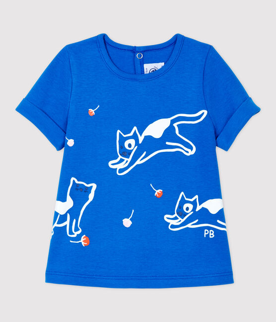 Camiseta de algodón de bebé. azul RUISSEAU