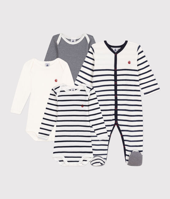 Lote de 1 pijama y 3 bodis de rayas para bebé variante 1