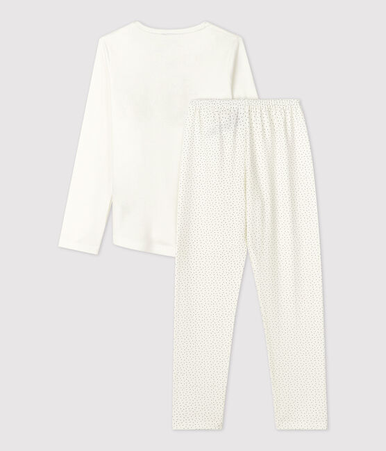 Pijama de lunares de niña de algodón orgánico blanco MARSHMALLOW/azul MEDIEVAL