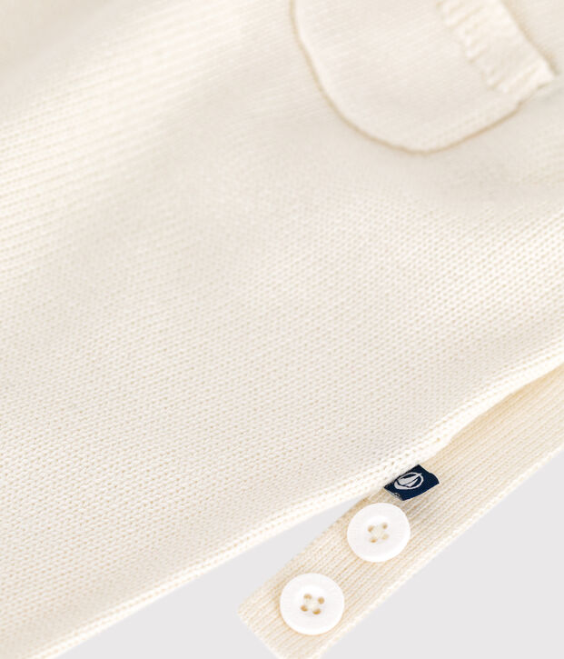 Peto liso de punto tricotado de lana y algod&oacute;n para beb&eacute; blanco