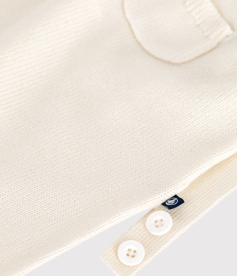 Peto liso de punto tricotado de lana y algod&oacute;n para beb&eacute; blanco