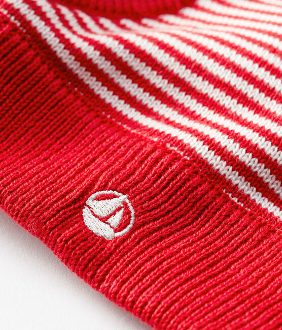 Pasamontañas de bebé a rayas rojo TERKUIT/blanco MARSHMALLOW