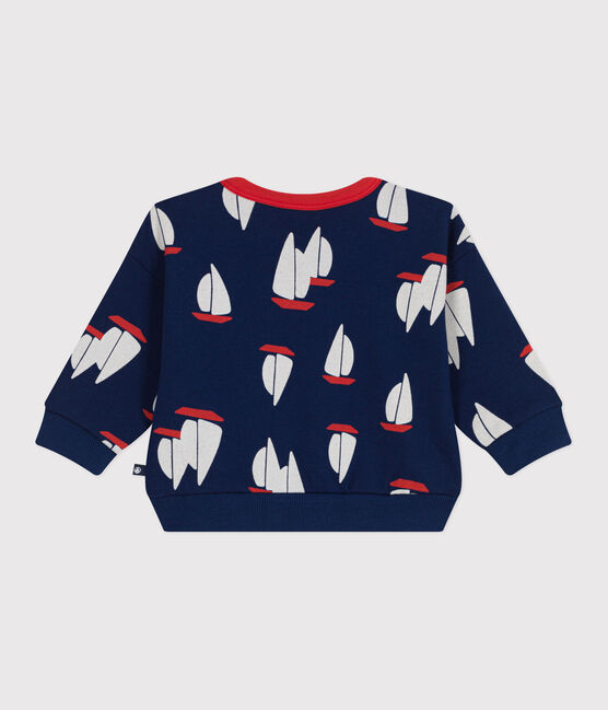 Sudadera de algodón con estampado de barcos grandes para bebé azul MEDIEVAL/blanco MULTICO