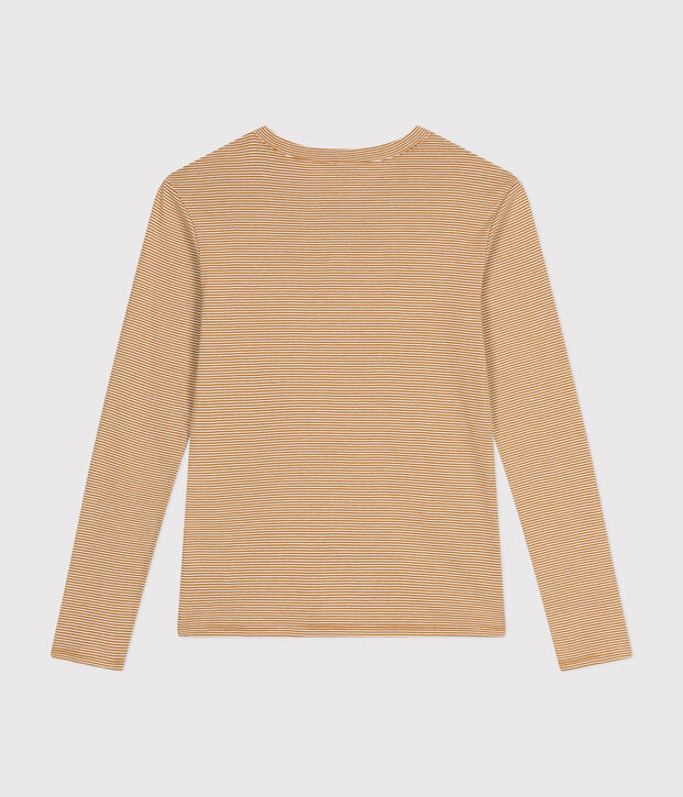 Camiseta Iconique de manga larga de punto a rayas para mujer marron/blanco