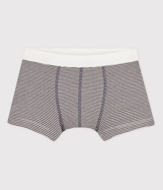 Bóxer de algodón de niño gris MAKI/blanco MARSHMALLOW