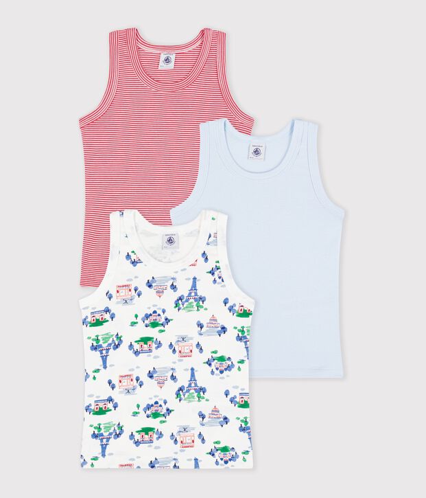 Juego de camisetas infantiles sin mangas de algod&oacute;n con estampado de Par&iacute;s multicolor