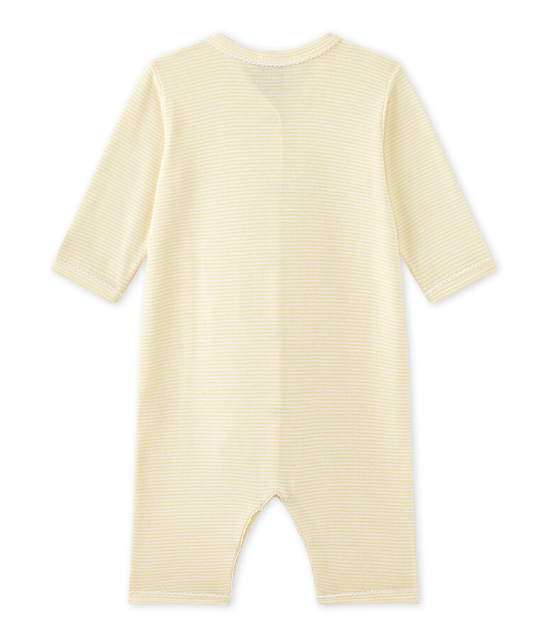 Pijama sin pies milrayas para beb&eacute; ni&ntilde;a amarillo TEMPETE/blanco MULTICO