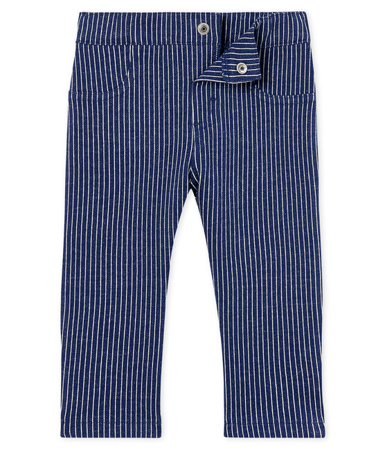Pantalón de tela de rayas para bebé niño azul SMOKING/blanco MARSHMALLOW