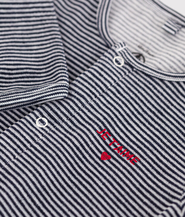 Pijama de terciopelo para beb&eacute; azul/blanco