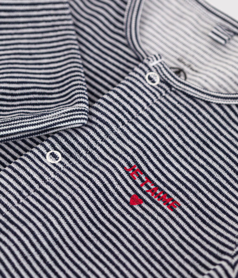 Pijama de terciopelo para beb&eacute; azul SMOKING/blanco MARSHMALLOW