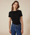 Camiseta Iconique de manga corta de punto liso para mujer negro BLACK