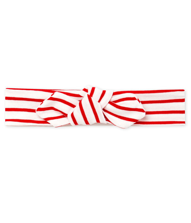 Diadema de rayas para beb&eacute; ni&ntilde;a blanco/rojo