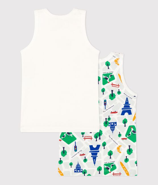 Juego de 2 camisetas infantiles de algodón sin mangas con motivo de París variante 1