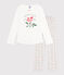 Pijama de algodón infantil con estampado de flores blanco MARSHMALLOW/blanco MULTICO