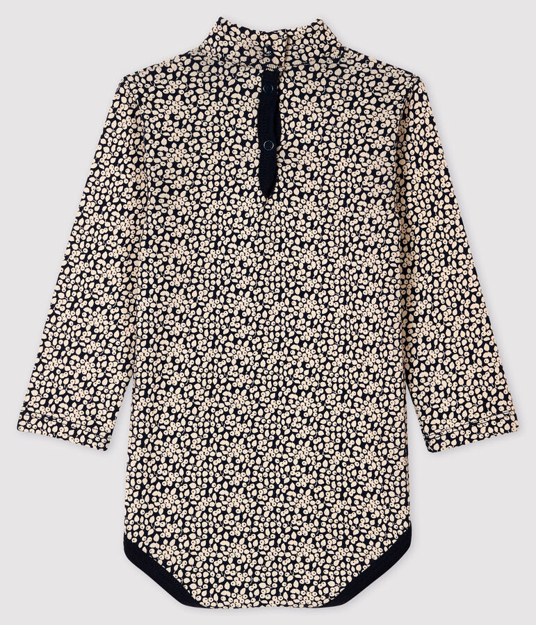 Bodi de manga larga de beb&eacute; con cuello vuelto azul/blanco