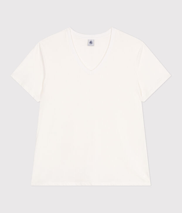 Camiseta Recta de algod&oacute;n liso para mujer blanco