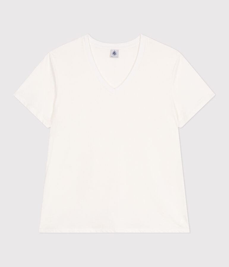 Camiseta Recta de algod&oacute;n liso para mujer blanco