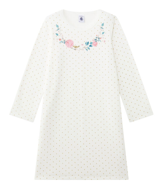 Chemise de nuit fille en bouclette velours blanco LAIT/amarillo OR