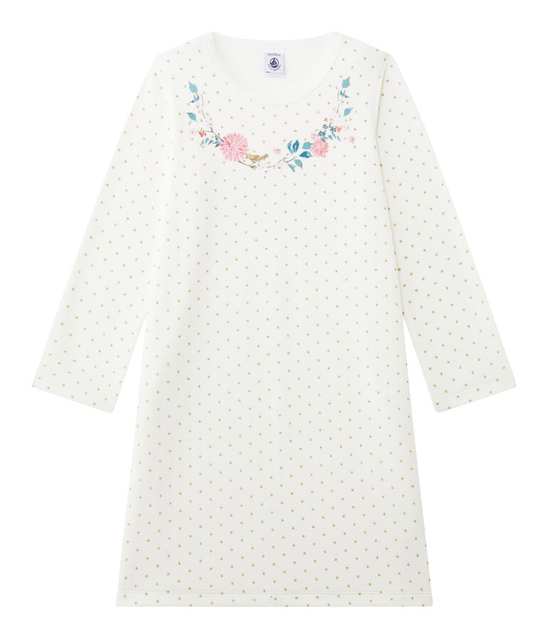 Chemise de nuit fille en bouclette velours blanco/amarillo