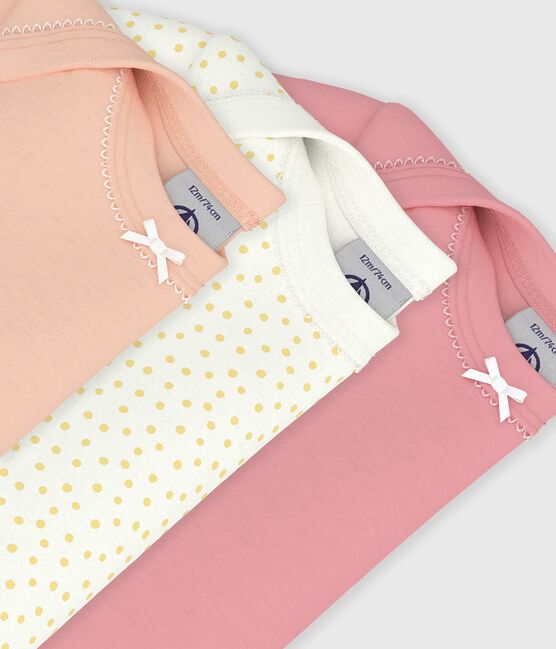 Juego de bodies de algodón de manga corta lisos y con estampado para bebé variante 1