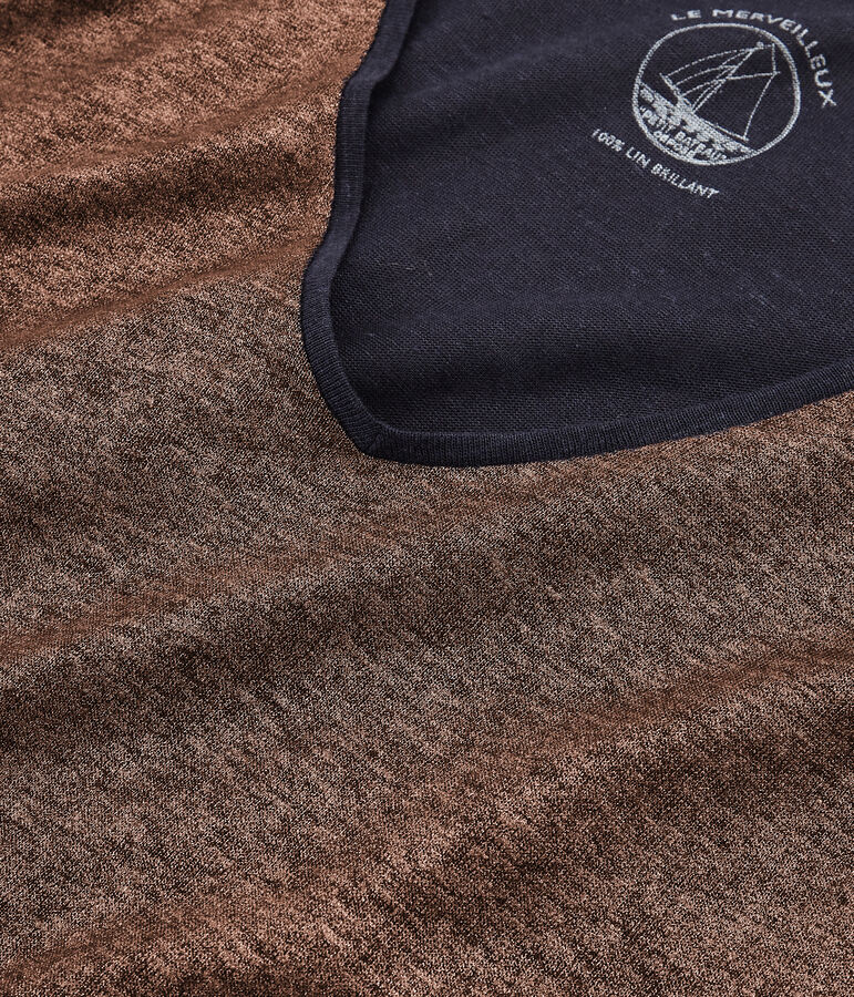 Camiseta manga larga de lino irisada para mujer azul/rosa