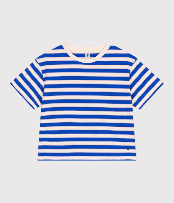 Camiseta Boxy de algodón a rayas para mujer blanco AVALANCHE/ MULTICO