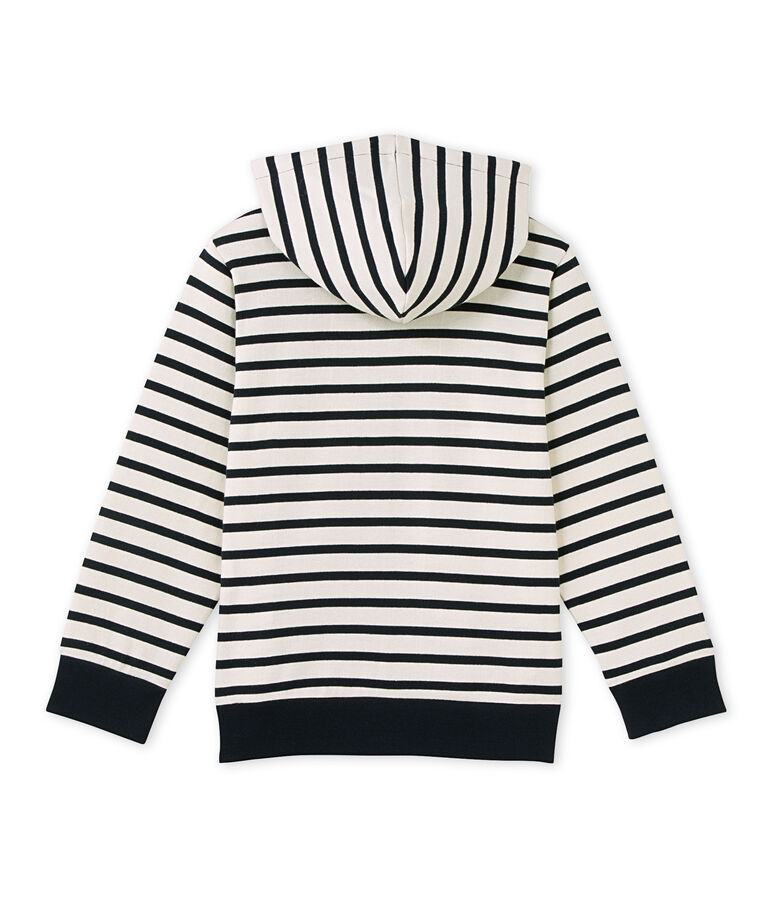 Sweat zipp&eacute; gar&ccedil;on en jersey lourd blanco/azul