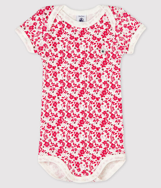 Body de manga corta para bebé niña blanco MARSHMALLOW/rosa FLASHY