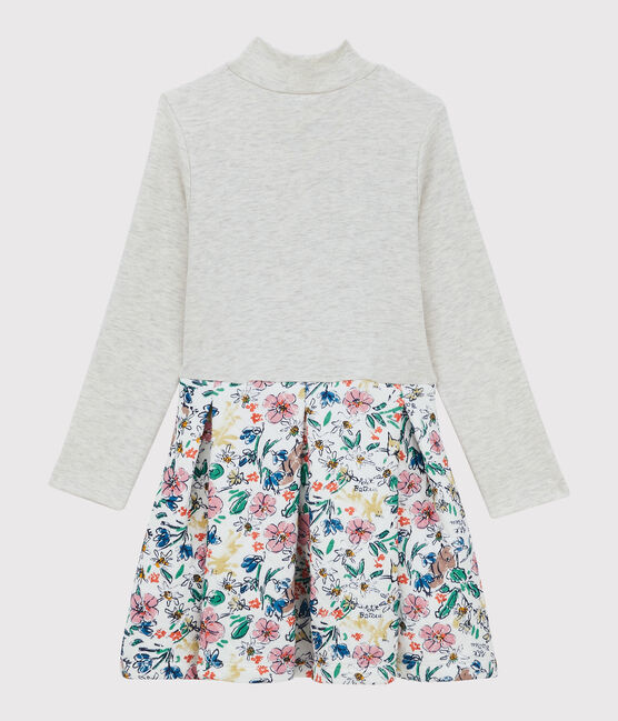 Vestido de manga larga de muletón de niña blanco MARSHMALLOW/blanco MULTICO