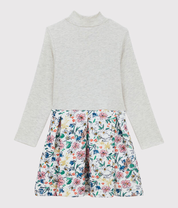 Vestido de manga larga de mulet&oacute;n de ni&ntilde;a blanco/multicolor