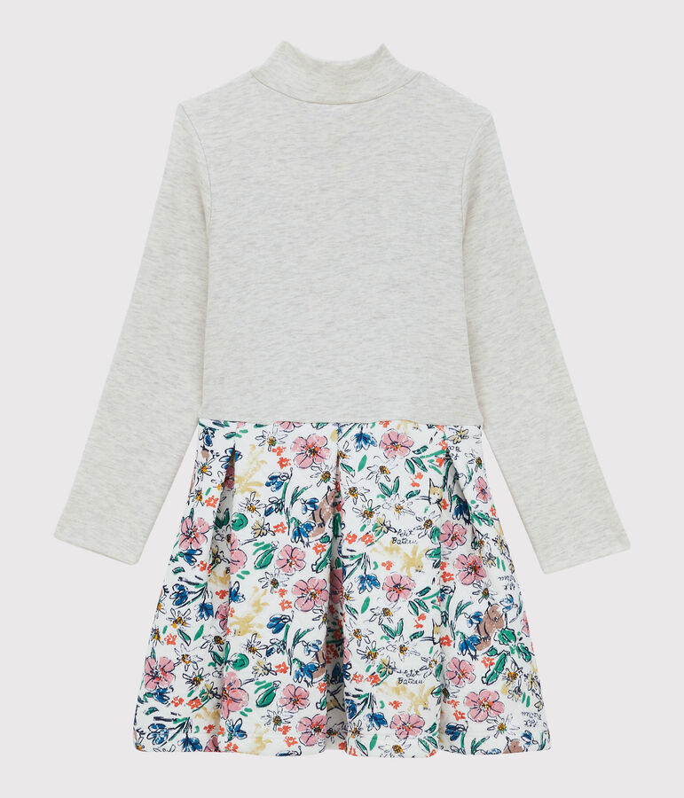 Vestido de manga larga de mulet&oacute;n de ni&ntilde;a blanco/multicolor