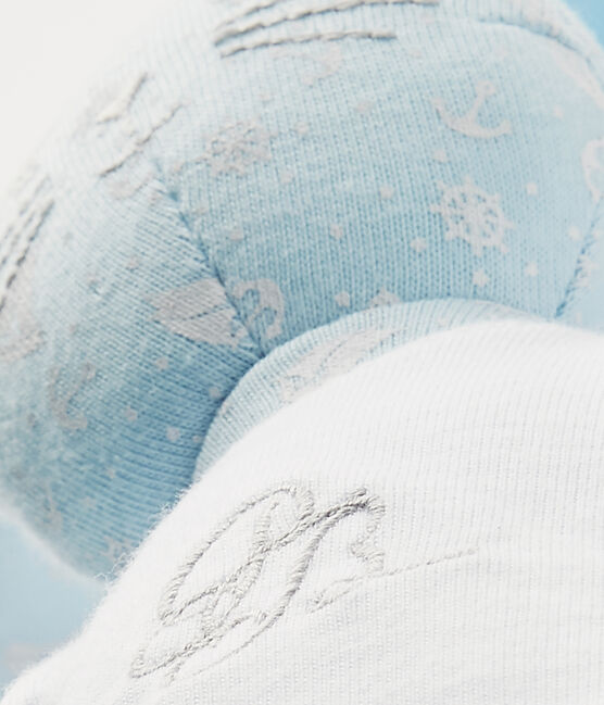 Doudou conejito estampado azul TOUDOU/blanco ECUME
