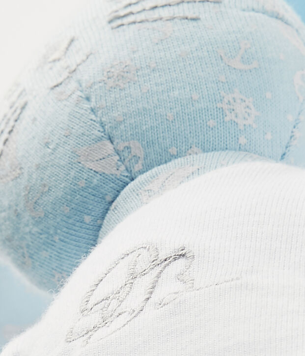 Doudou conejito estampado azul/blanco