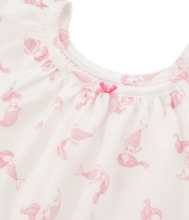 Camis&oacute;n de algod&oacute;n fino para ni&ntilde;a blanco/rosa