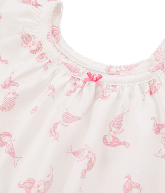 Camisón de algodón fino para niña blanco MARSHMALLOW/rosa ROSE
