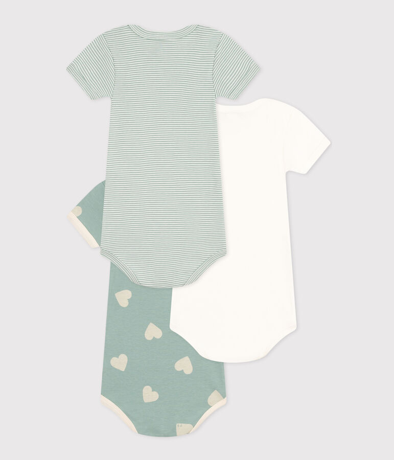 Juego de 3 bodis de algod&oacute;n de manga corta para beb&eacute; multicolor