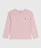 Camiseta infantil lisa de algodón de manga larga rosa JOLI