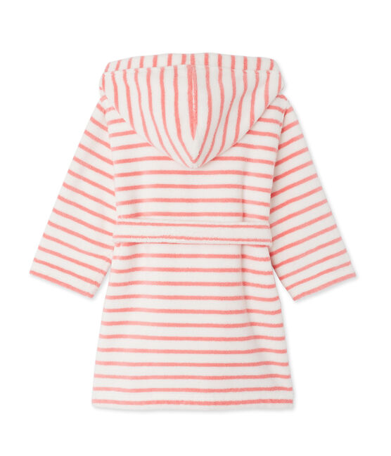 Albornoz de toalla de rizo blanco LAIT/rosa MERVEILLE