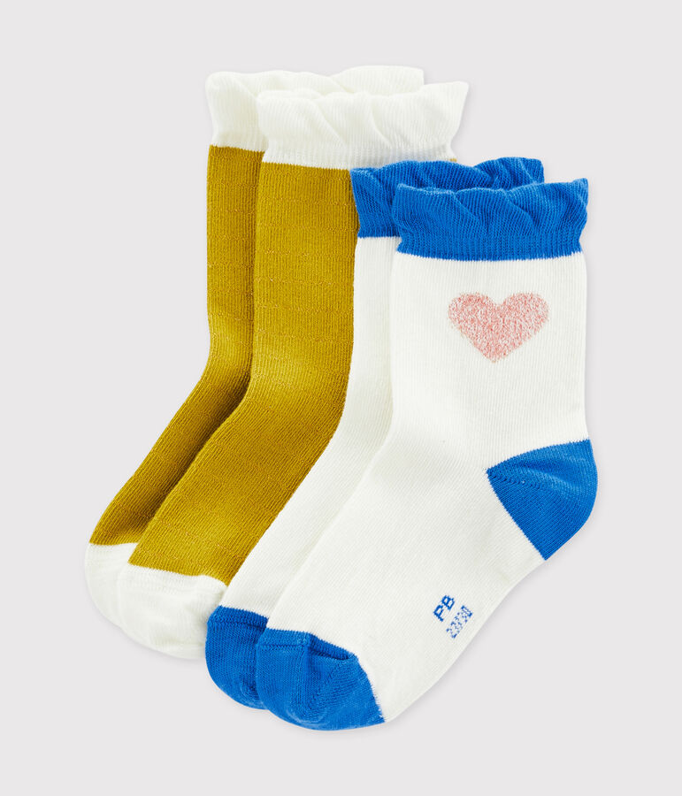 Lote de 2 pares de calcetines infantiles para ni&ntilde;a multicolor