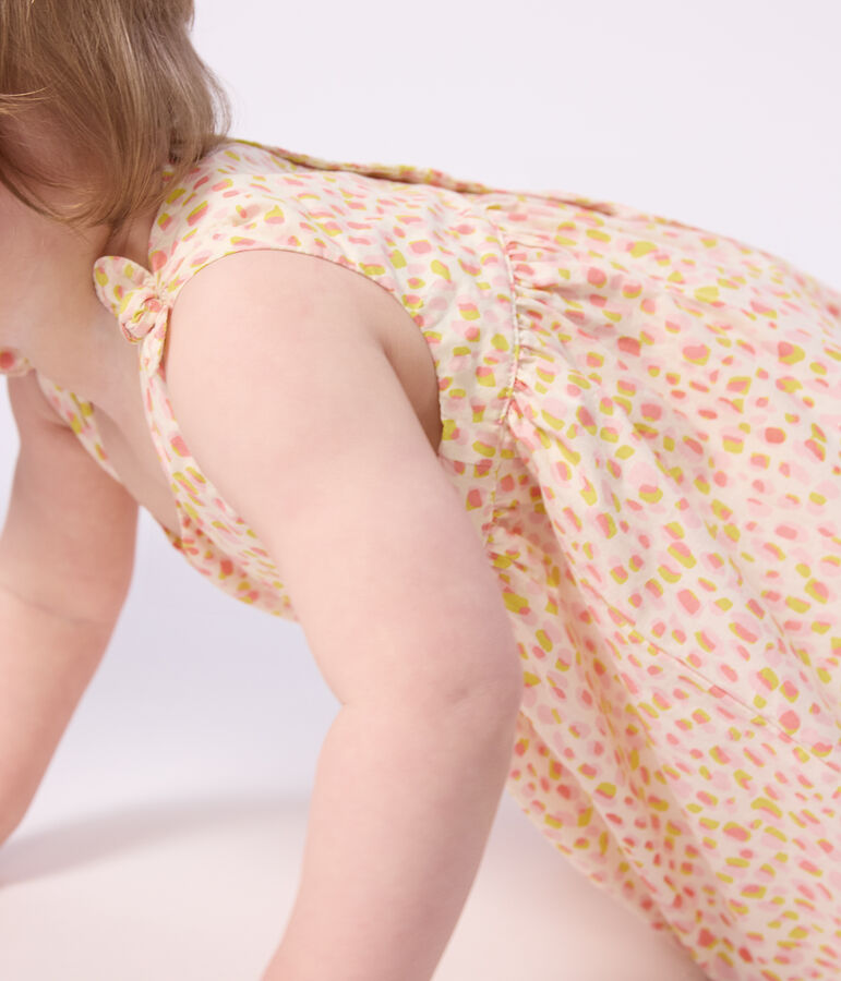Vestido de algod&oacute;n sin mangas con estampado para beb&eacute; blanco/multicolor
