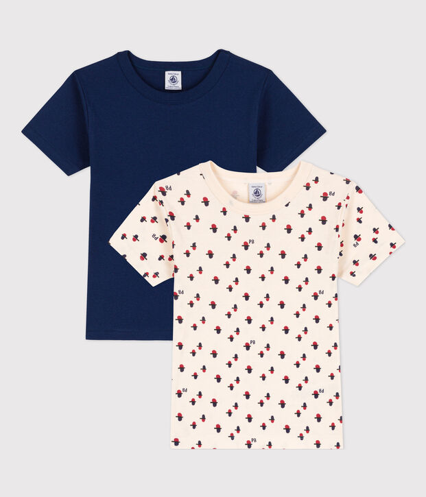 Juego de 3 camisetas de algod&oacute;n de manga corta para ni&ntilde;a / ni&ntilde;o multicolor
