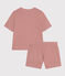 Pijama con pantalón corto y camiseta de algodón a rayas para mujer FAMEUX/ MARSHMALLOW