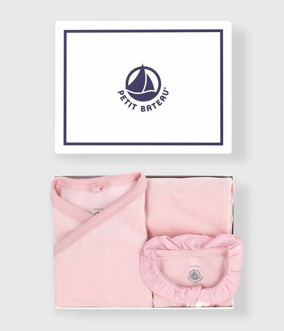 Conjunto de regalo de 2 piezas de terciopelo y body con estampado de corazones para bebé rosa JOLI