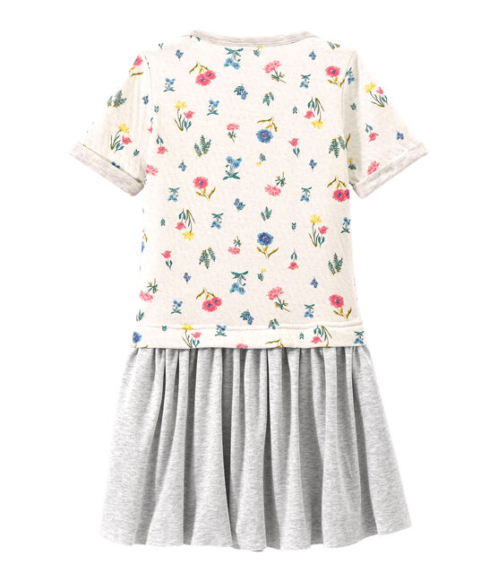 Vestido de cintura baja en túbico para niña blanco MARSHMALLOW/blanco MULTICO