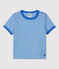 Camiseta de manga corta milrayas de algodón ecológico de bebé azul BRASIER/gris MARSHMALLOW