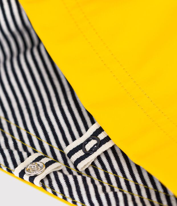 Capa de lluvia para beb&eacute; de algod&oacute;n y punto revestido amarillo