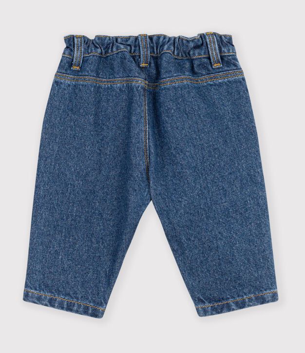 Pantal&oacute;n denim liso con bordado de coraz&oacute;n para beb&eacute; azul