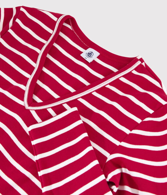 Camiseta icónica con cuello de pico para mujer rojo TERKUIT/blanco MARSHMALLOW