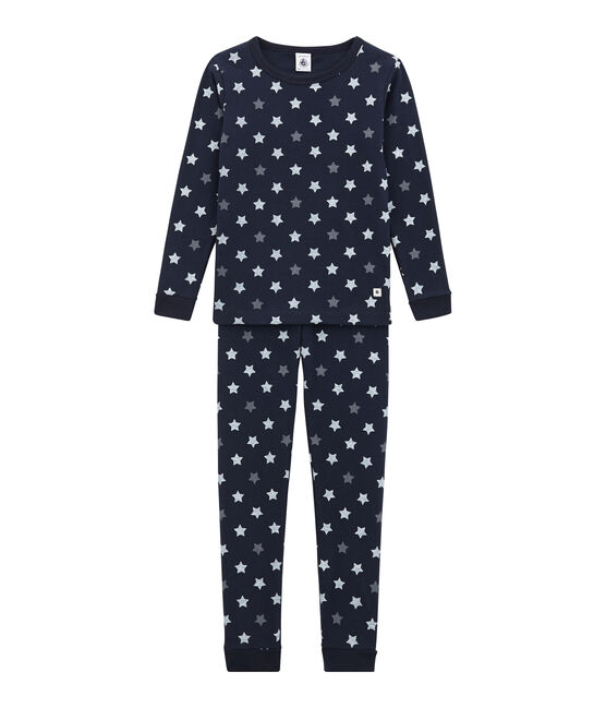 Pijama para niño de corte ajustado azul SMOKING/blanco MULTICO
