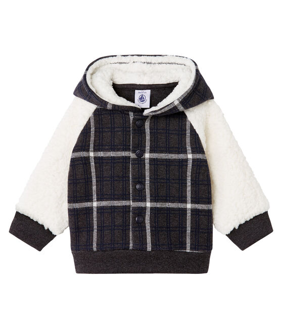 Sudadera con capucha de cuadros y sherpa de borreguillo para bebé niño negro CITY/blanco MULTICO CN